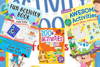 design kids activity book coloring book worksheet puzzle book for amazon KDP