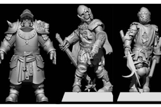 sculpts 3d model of 3d miniature, statue, for 3d printing warhammer in blender