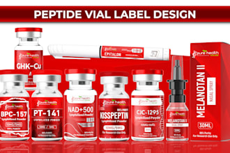design premium peptide sarms, vial label and product label design