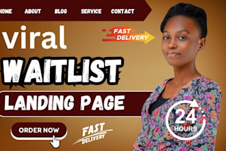 design viral waitlist landing page, lead capture page, sales page, squeeze page