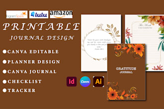 design custom journal canva editable printable journal tracker checklist pdf kdp