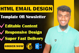 create responsive HTML email template, email newsletter within 8 hours