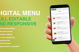 do your digital site menu for your restaurant full editable