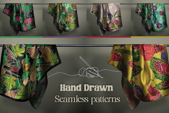 create hand drawn seamless pattern for textile design