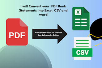 convert PDF to CSV or excel for quickbooks online qbo
