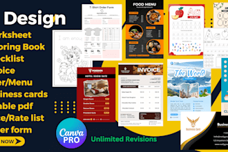 design kids worksheets, coloring book, invoice, checklist or menu