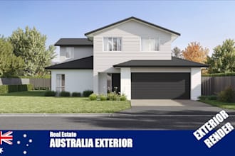 model and render a 3d exterior for homes in australia