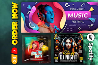 create spotify banner design, canvas, cover and music thumbnail in 24hr