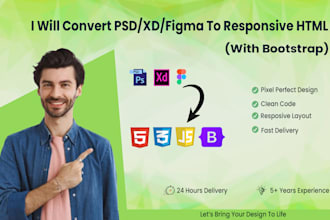 be your front end web developer using HTML, CSS, bootstrap, tailwind, vue js