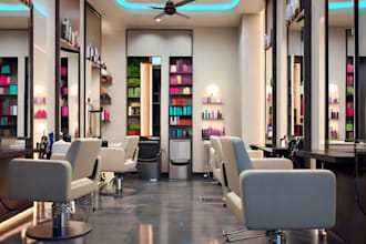 do 3d barber shop, 3d hair salon , 3d spa design with 3d rendering