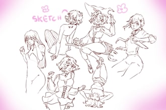 sketch an expressive character or concept design