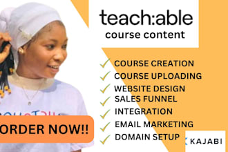 create,upload teachable course content ,teachable sales funnel,teachable website