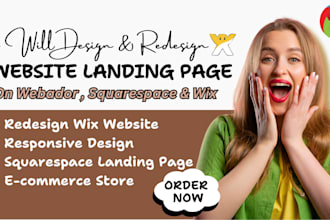 design or redesign website landing page on webador website, sqaurespace or wix