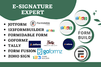 setup jotform 123formbuilder formidable form goformz tally formfusion zoho sign