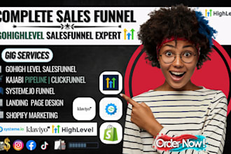 create responsive gohighlevel sales funnel, landing page and shopify marketing