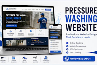 design pressure washing, cleaning website, power washing wordpress website