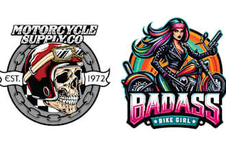 make motorcycle biker helmet and t shirt logo