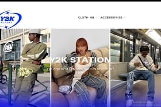design y2k shopify store y2k website streetwear website dropshipping store