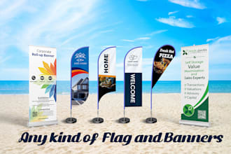 do unique feather flag, roll up banner design