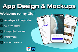do amazing app designs in figma, uiux designs, app designs