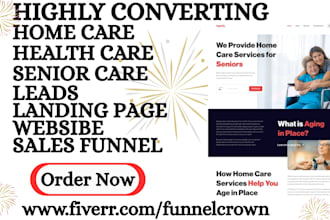 generate senior care leads build elderly life aca healthcare home care website