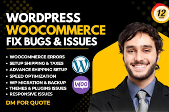 fix woocommerce errors, wordpress website issues, and bugs