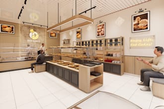 render interior of retail shop mall etc