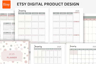 design etsy digital planner for productivity, goal setting, time management, seo