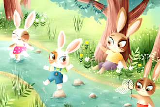 draw children story book and kids book illustrations and cover