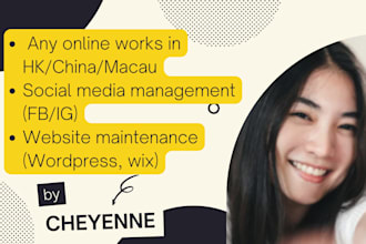 do chinese social media management in hk, including fb ig adv influencer writing