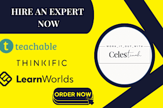 design lms website, set up online course on learnworld thinkific kajabi podia