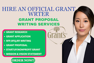do grant writing,research rfp,rfq, grant application, nonprofit,business grant