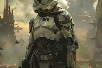 create an sci fi character art, sci fi art illustration