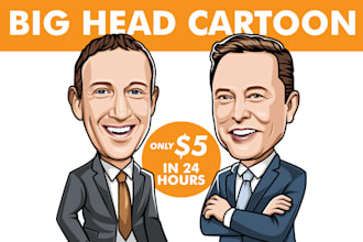 draw big head cartoon caricature in 24 hours