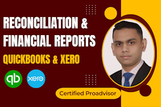 do bank reconciliation, financial reports in quickbooks online bookkeeping, xero