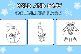 create bold and easy coloring book interior pages for KDP