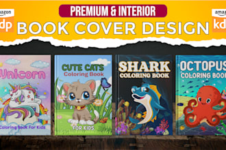 do kids coloring book cover activity book interior cover design for KDP