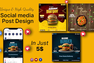design professional social media posts for facebook, instagram and linkedin
