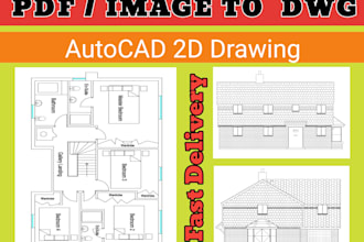 convert image, sketch, pdf or hand drawn to autocad dwg