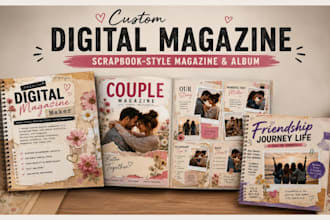 create custom couple, family and friends scrapbook magazine design