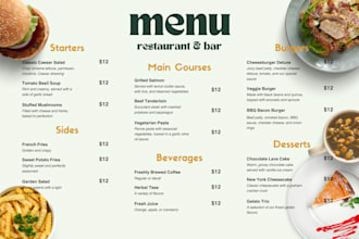 make an editable food menu restaurant menu price list in canva