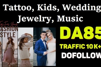do guest posts backlinks on jewelry, wedding, music, kids baby, tattoo sites