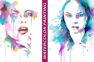 hand draw realistic watercolor illustration or digital oil painting