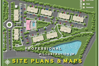 creat amazing site plan and real estate plan rendering