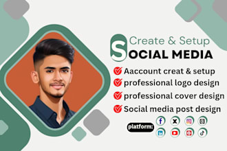 create and setup social media account like facebook, twitter