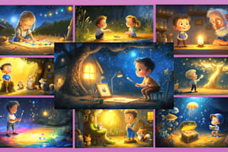 create children story illustrations using midjourney ai