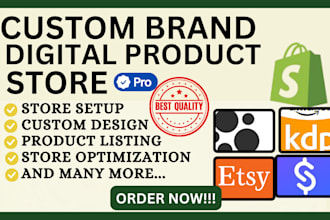 setup digital product store,journal,planner, notebook,stan,esty,beacons,shopify