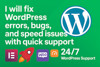 fix wordpress errors, bugs , speed issues with quick support