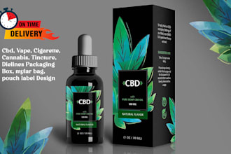 create cbd, vape, cigarette, pouch, box and label design