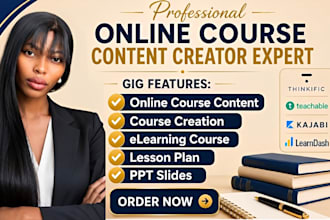 create online course content elearning course curriculum, lesson plan and ppt